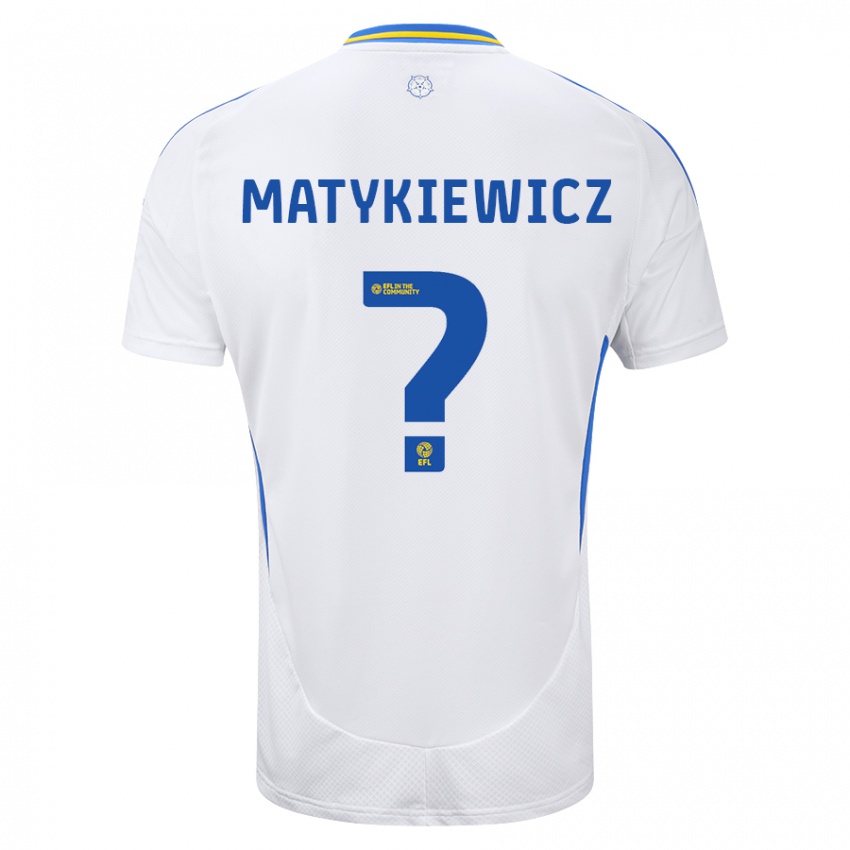 Niño Camiseta Luke Matykiewicz #0 Blanco Azul 1ª Equipación 2024/25 La Camisa Perú