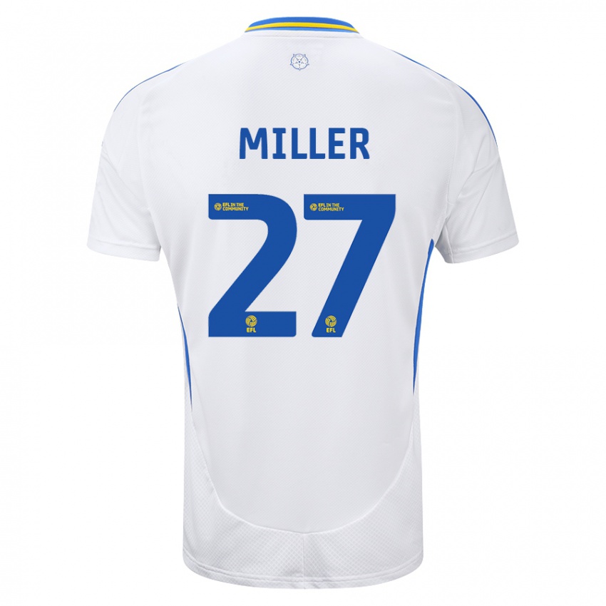 Niño Camiseta Amari Miller #27 Blanco Azul 1ª Equipación 2024/25 La Camisa Perú