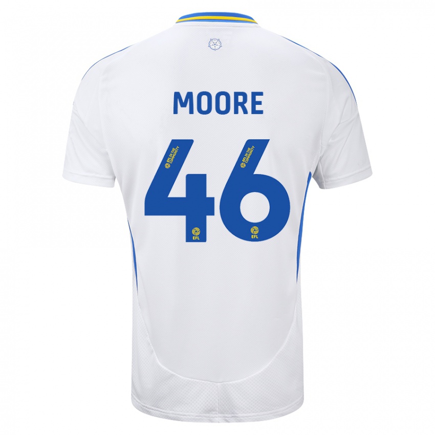 Niño Camiseta Kris Moore #46 Blanco Azul 1ª Equipación 2024/25 La Camisa Perú