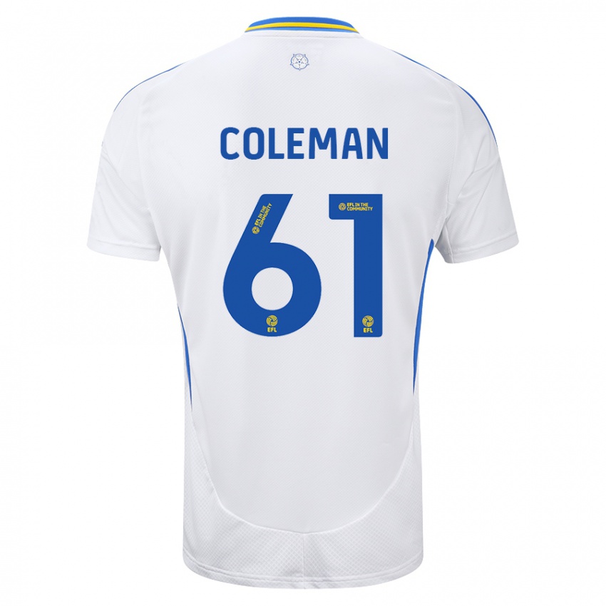 Niño Camiseta Cian Coleman #61 Blanco Azul 1ª Equipación 2024/25 La Camisa Perú