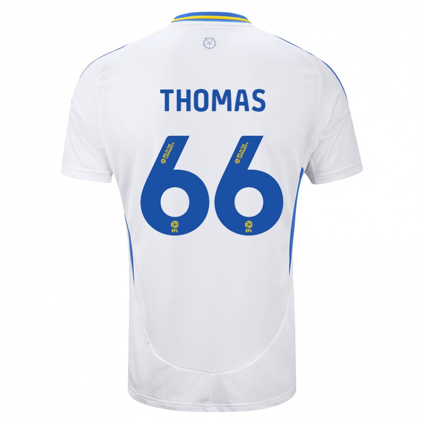 Niño Camiseta Luca Thomas #66 Blanco Azul 1ª Equipación 2024/25 La Camisa Perú