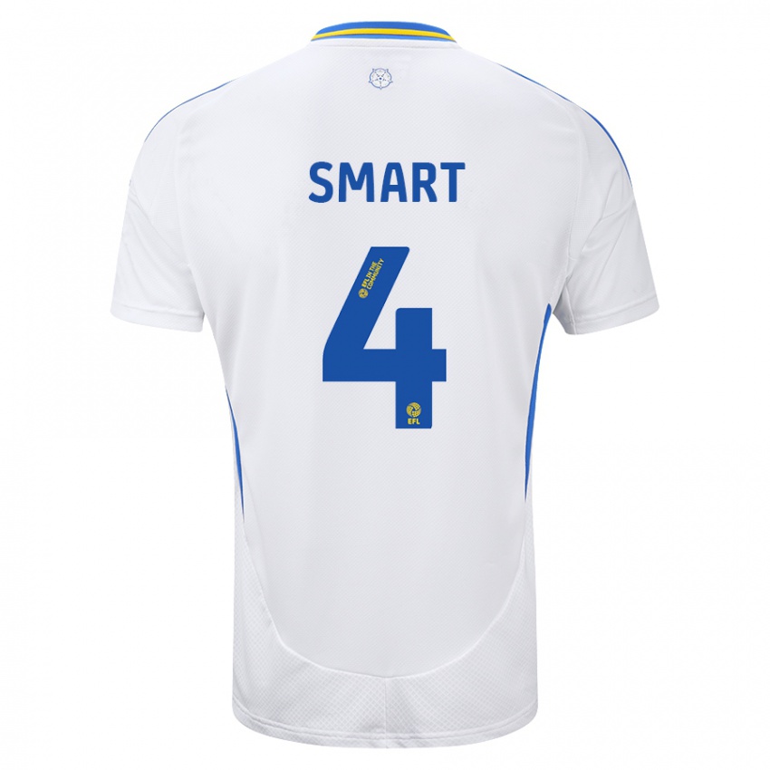 Niño Camiseta Olivia Smart #4 Blanco Azul 1ª Equipación 2024/25 La Camisa Perú