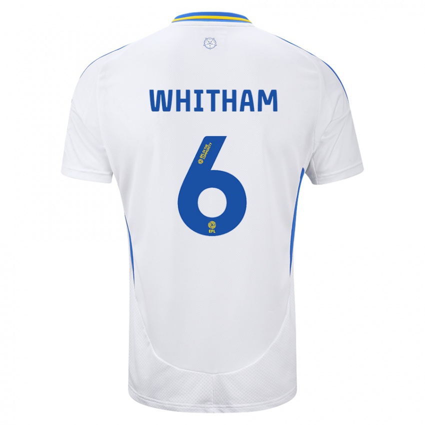 Niño Camiseta Danielle Whitham #6 Blanco Azul 1ª Equipación 2024/25 La Camisa Perú