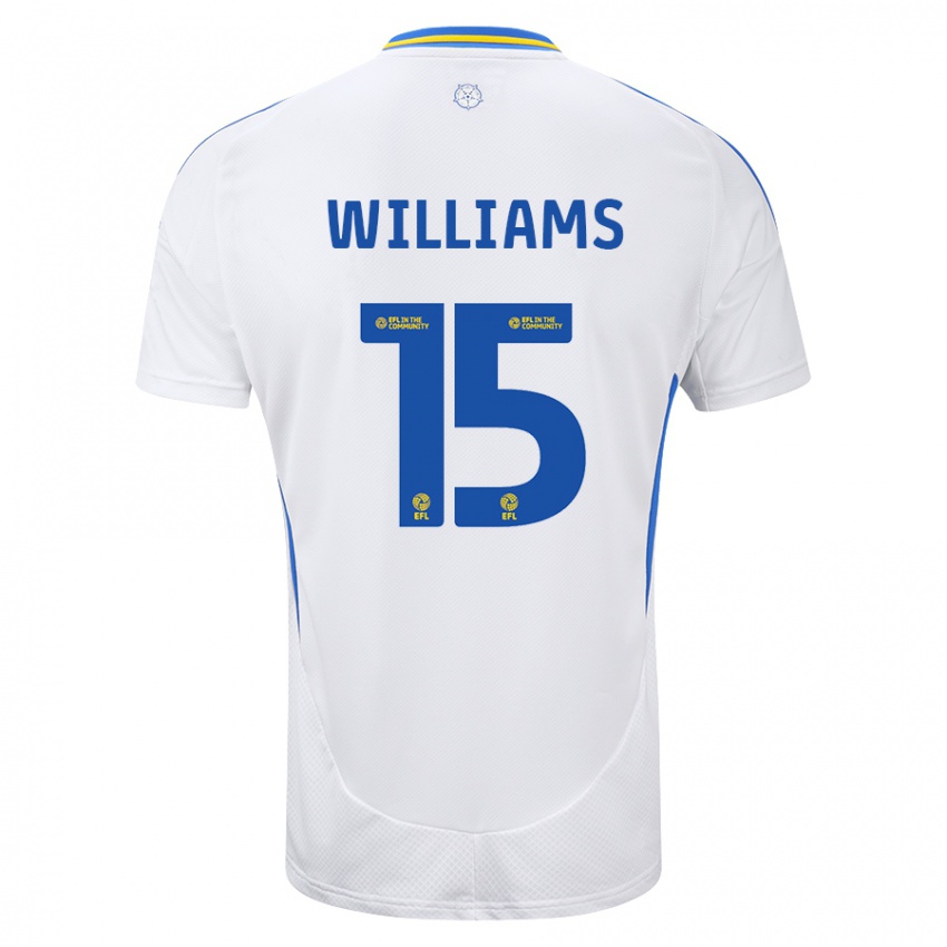 Niño Camiseta Paige Williams #15 Blanco Azul 1ª Equipación 2024/25 La Camisa Perú