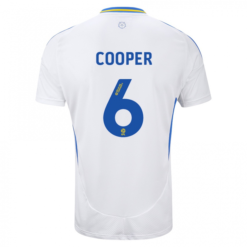 Niño Camiseta Liam Cooper #6 Blanco Azul 1ª Equipación 2024/25 La Camisa Perú