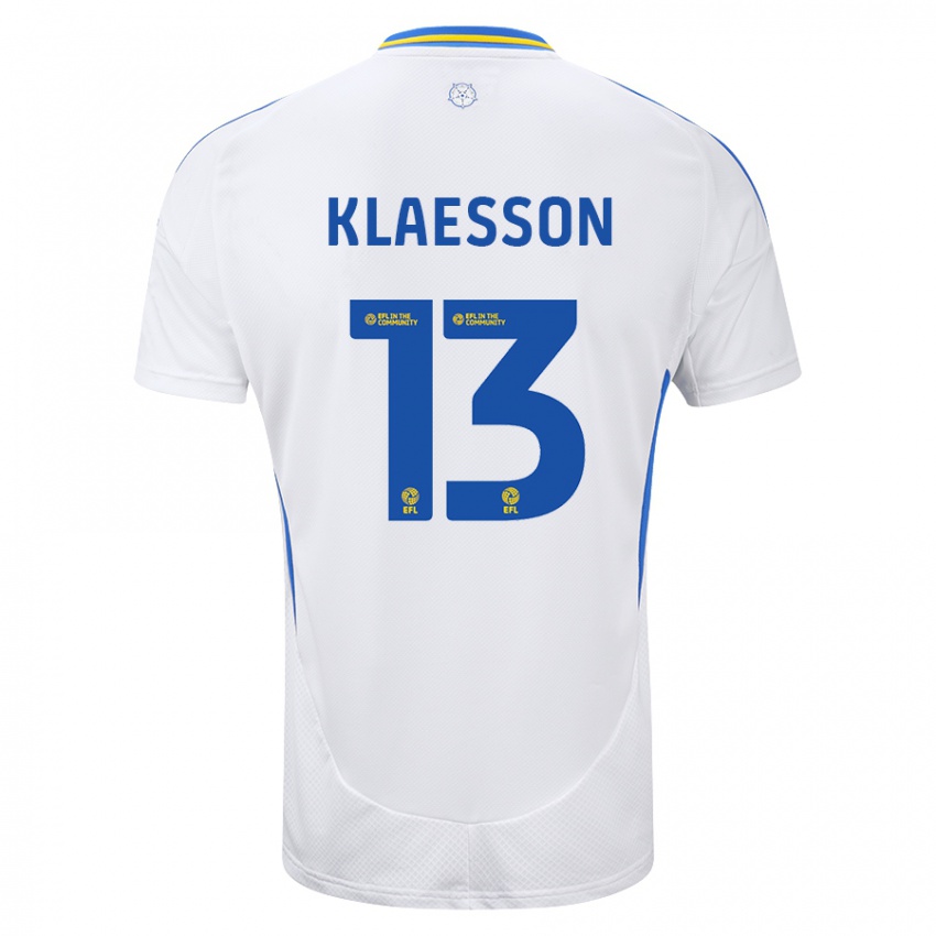 Niño Camiseta Kristoffer Klaesson #13 Blanco Azul 1ª Equipación 2024/25 La Camisa Perú