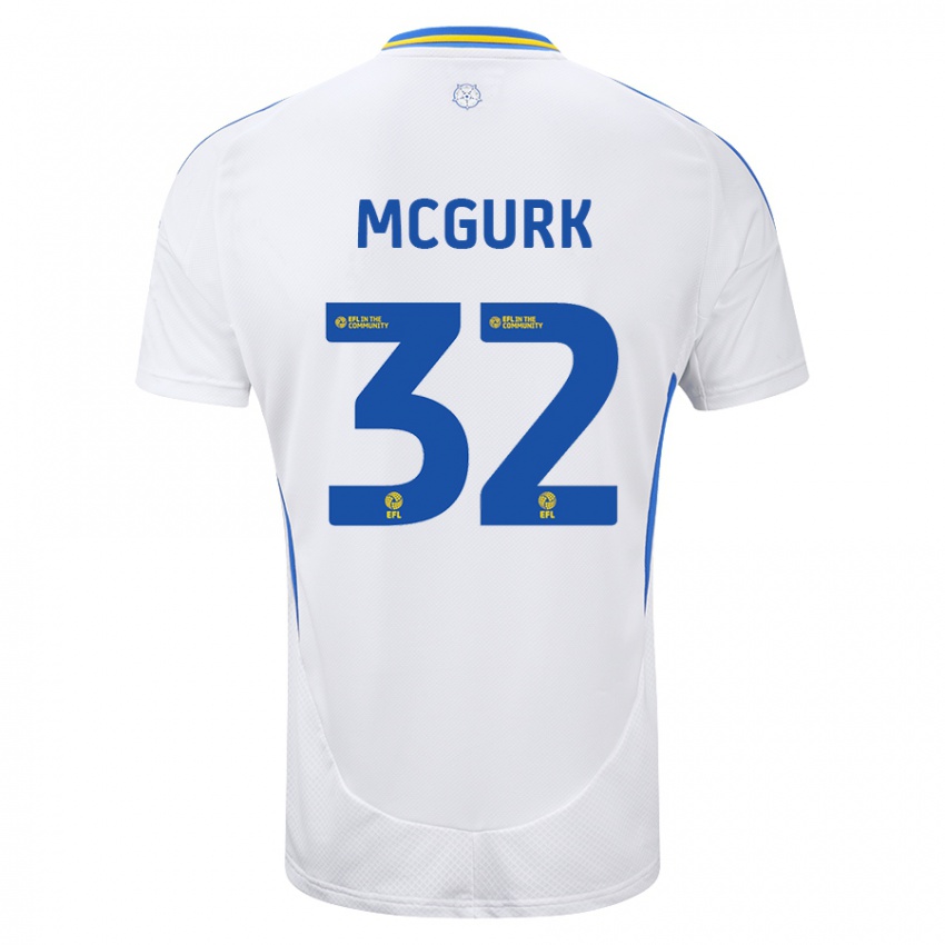 Niño Camiseta Sean Mcgurk #32 Blanco Azul 1ª Equipación 2024/25 La Camisa Perú