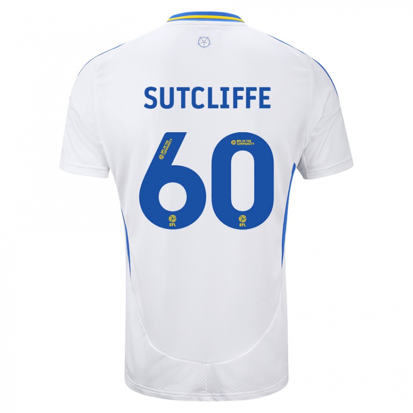 Niño Camiseta Harvey Sutcliffe #60 Blanco Azul 1ª Equipación 2024/25 La Camisa Perú