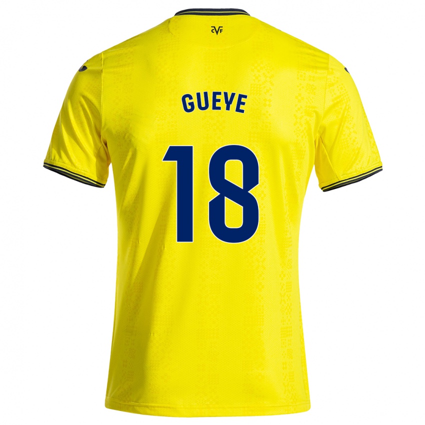 Niño Camiseta Pape Gueye #18 Amarillo Negro 1ª Equipación 2024/25 La Camisa Perú