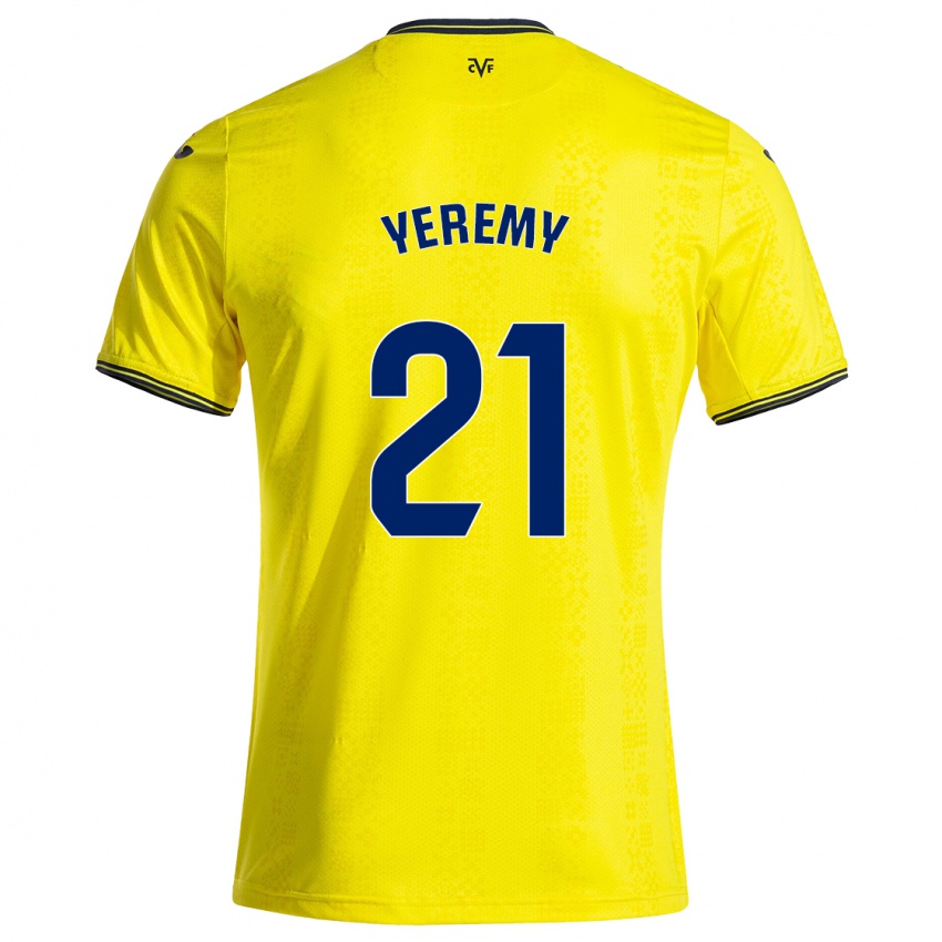 Niño Camiseta Yéremy Pino #21 Amarillo Negro 1ª Equipación 2024/25 La Camisa Perú