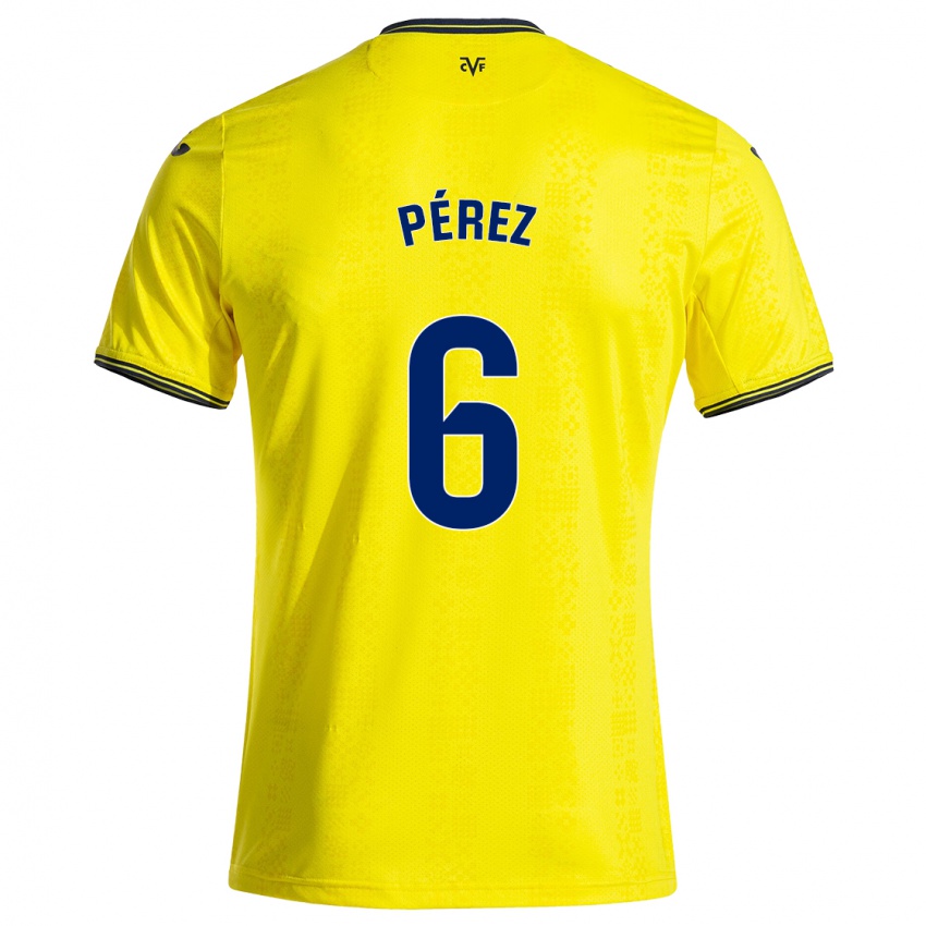 Niño Camiseta Hugo Pérez #6 Amarillo Negro 1ª Equipación 2024/25 La Camisa Perú