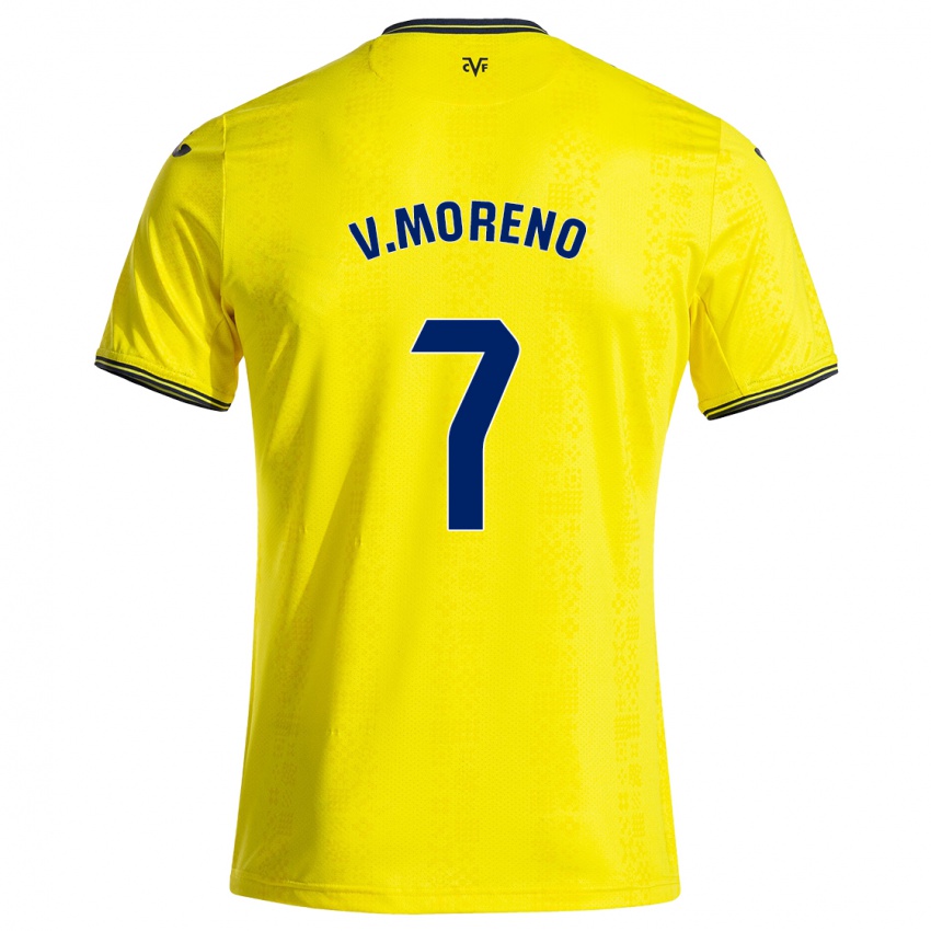 Niño Camiseta Víctor Moreno #7 Amarillo Negro 1ª Equipación 2024/25 La Camisa Perú