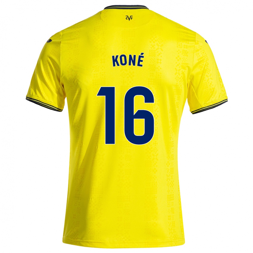 Niño Camiseta Ayouba Koné #16 Amarillo Negro 1ª Equipación 2024/25 La Camisa Perú