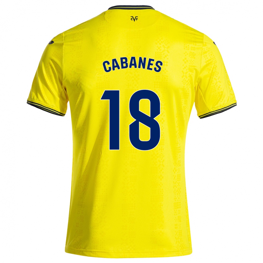 Niño Camiseta Pau Cabanes #18 Amarillo Negro 1ª Equipación 2024/25 La Camisa Perú