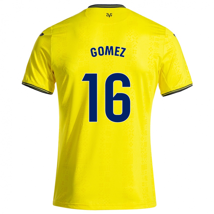 Niño Camiseta Queralt Gómez #16 Amarillo Negro 1ª Equipación 2024/25 La Camisa Perú