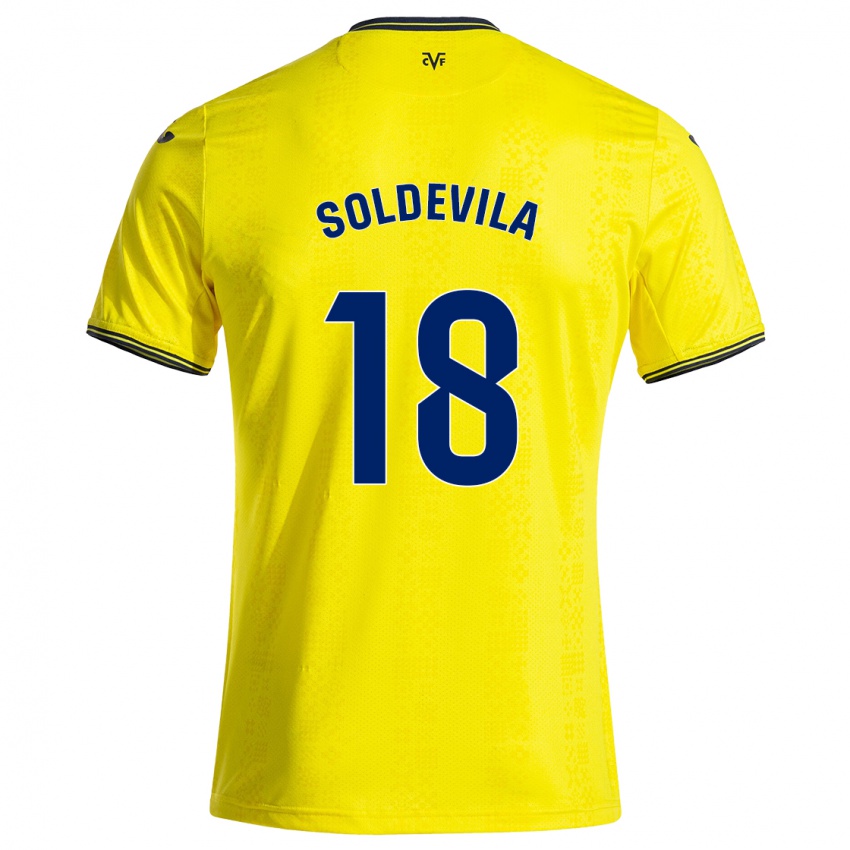 Niño Camiseta Paola Soldevila #18 Amarillo Negro 1ª Equipación 2024/25 La Camisa Perú