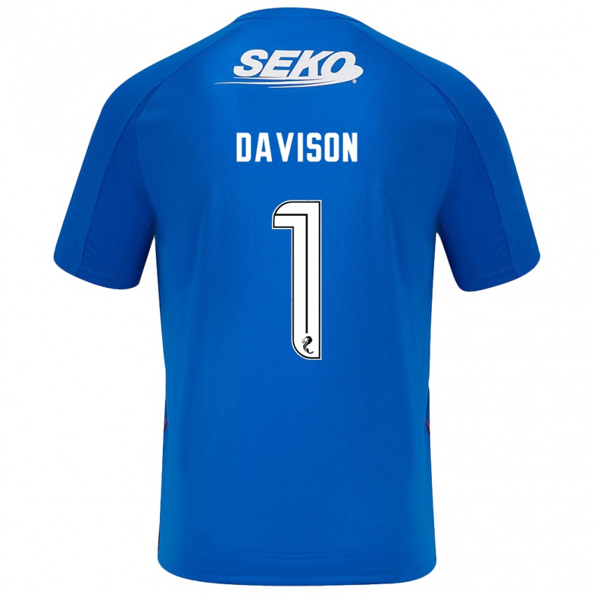 Niño Camiseta Hannah Davison #1 Azul Oscuro 1ª Equipación 2024/25 La Camisa Perú