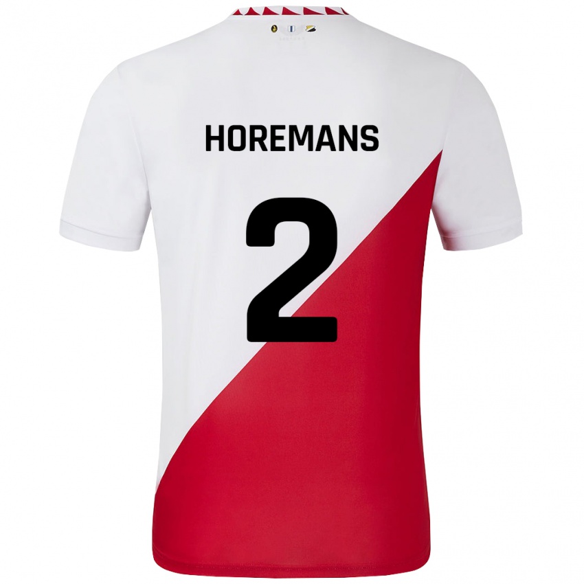 Niño Camiseta Siebe Horemans #2 Blanco Rojo 1ª Equipación 2024/25 La Camisa Perú