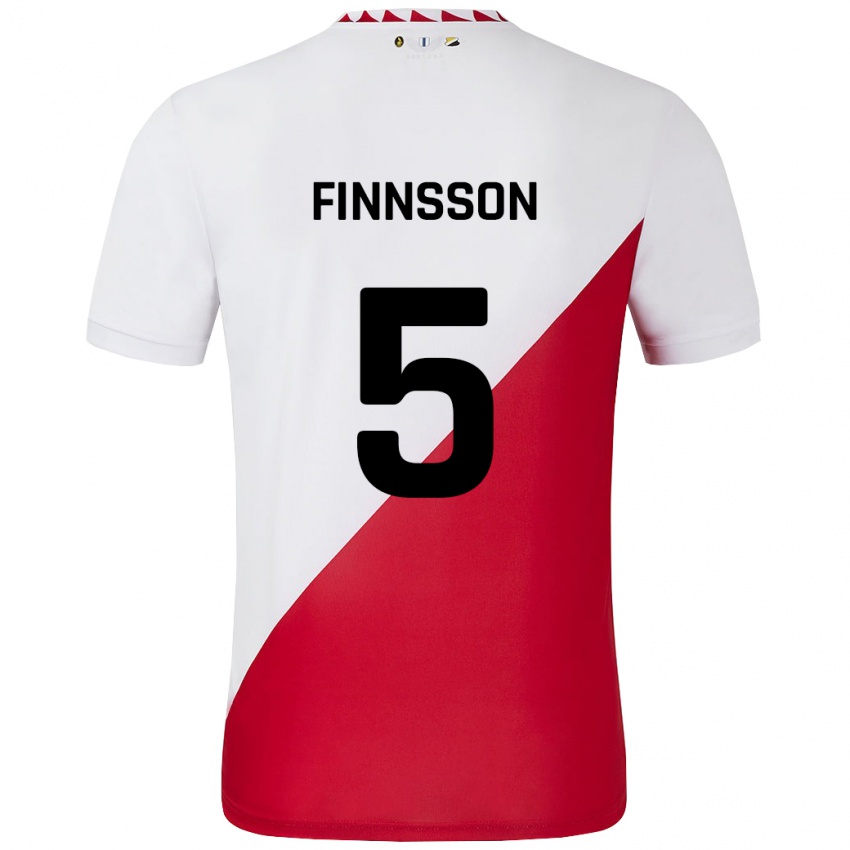 Niño Camiseta Kolbeinn Finnsson #5 Blanco Rojo 1ª Equipación 2024/25 La Camisa Perú