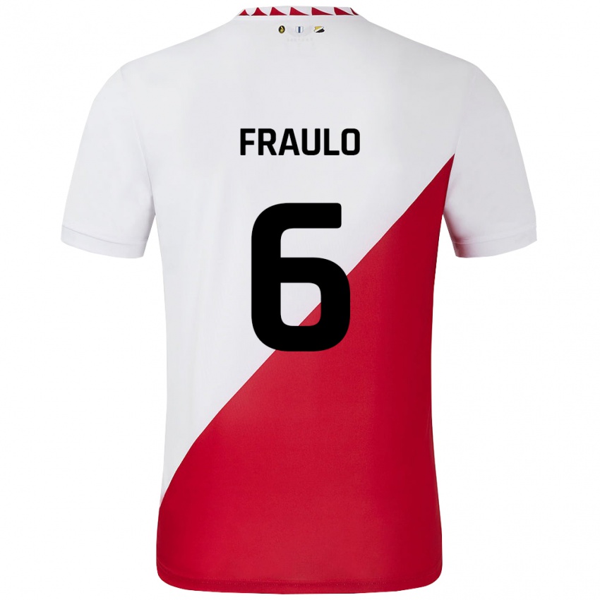 Niño Camiseta Oscar Fraulo #6 Blanco Rojo 1ª Equipación 2024/25 La Camisa Perú