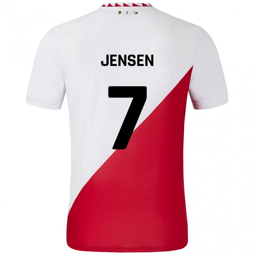 Niño Camiseta Victor Jensen #7 Blanco Rojo 1ª Equipación 2024/25 La Camisa Perú