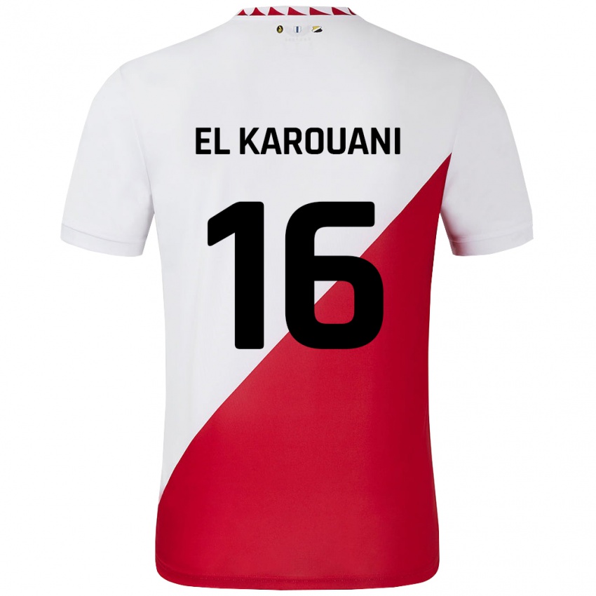 Niño Camiseta Souffian El Karouani #16 Blanco Rojo 1ª Equipación 2024/25 La Camisa Perú