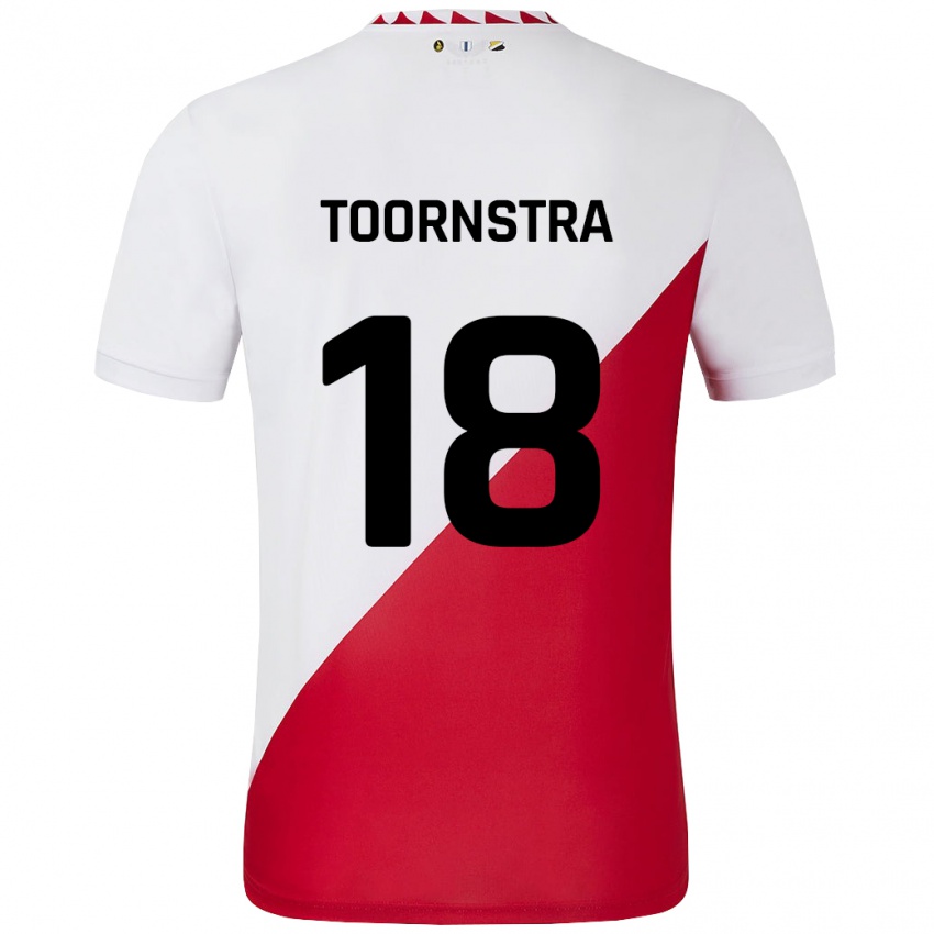 Niño Camiseta Jens Toornstra #18 Blanco Rojo 1ª Equipación 2024/25 La Camisa Perú