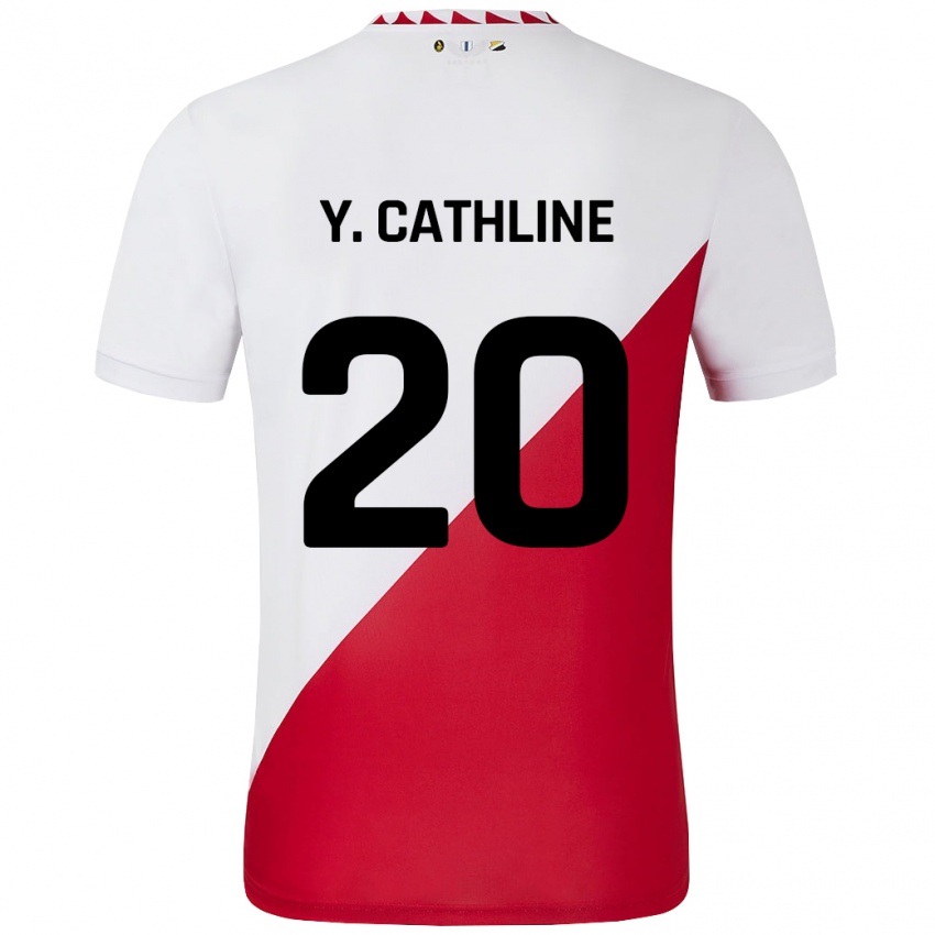 Niño Camiseta Yoann Cathline #20 Blanco Rojo 1ª Equipación 2024/25 La Camisa Perú