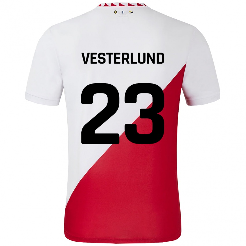 Niño Camiseta Niklas Vesterlund #23 Blanco Rojo 1ª Equipación 2024/25 La Camisa Perú