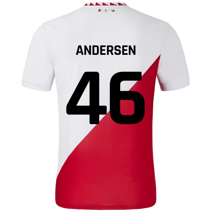 Niño Camiseta Silas Andersen #46 Blanco Rojo 1ª Equipación 2024/25 La Camisa Perú