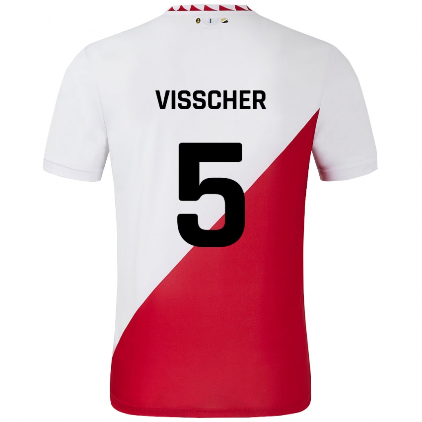 Niño Camiseta Amber Visscher #5 Blanco Rojo 1ª Equipación 2024/25 La Camisa Perú