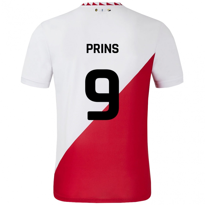 Niño Camiseta Femke Prins #9 Blanco Rojo 1ª Equipación 2024/25 La Camisa Perú