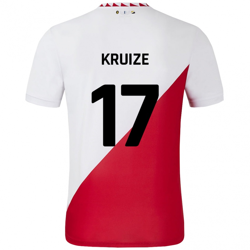 Niño Camiseta Elisha Kruize #17 Blanco Rojo 1ª Equipación 2024/25 La Camisa Perú