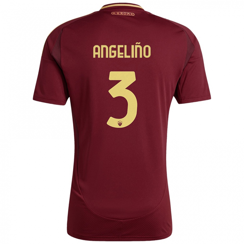 Niño Camiseta Angelino #3 Rojo Marrón Dorado 1ª Equipación 2024/25 La Camisa Perú