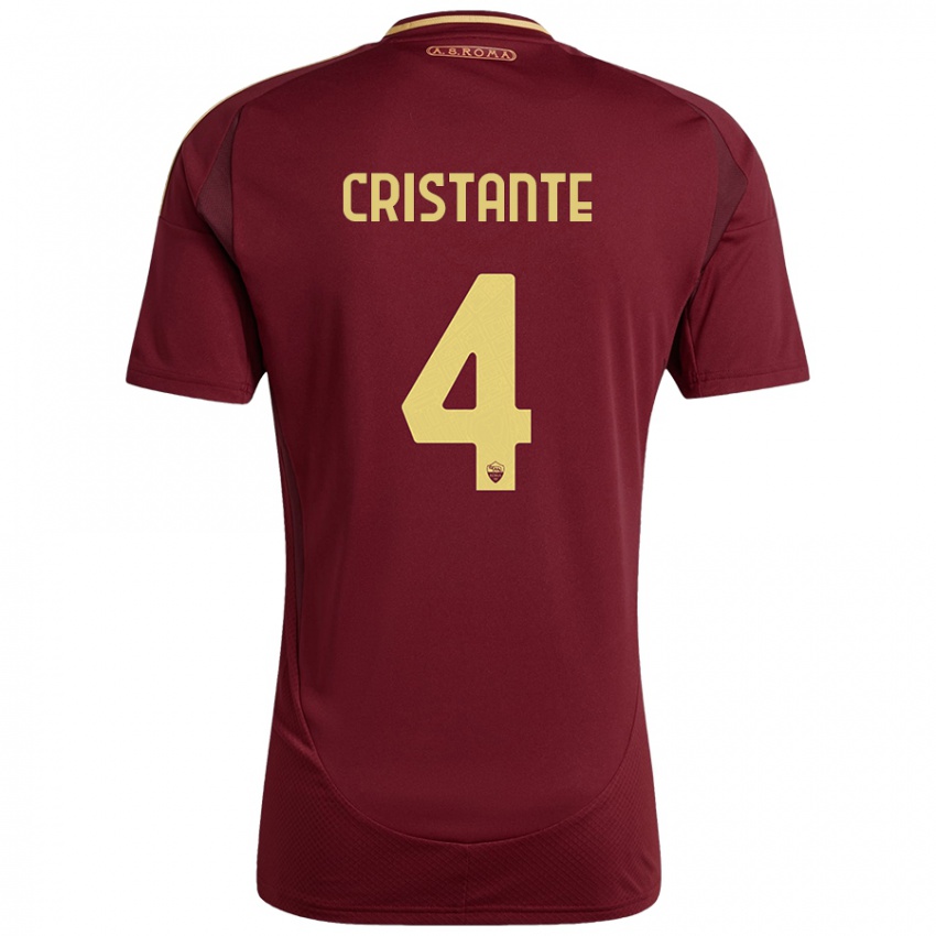 Niño Camiseta Bryan Cristante #4 Rojo Marrón Dorado 1ª Equipación 2024/25 La Camisa Perú