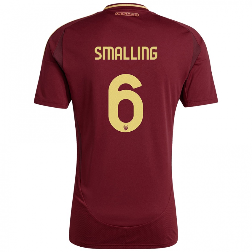 Niño Camiseta Chris Smalling #6 Rojo Marrón Dorado 1ª Equipación 2024/25 La Camisa Perú