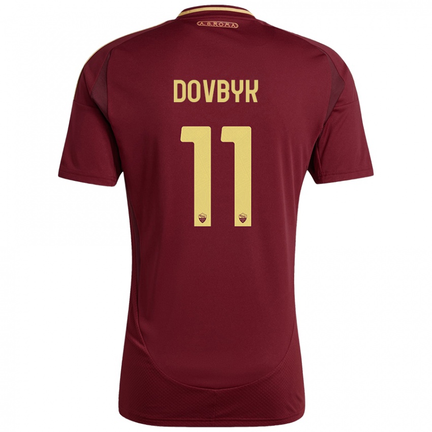 Niño Camiseta Artem Dovbyk #11 Rojo Marrón Dorado 1ª Equipación 2024/25 La Camisa Perú