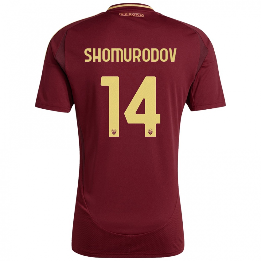 Niño Camiseta Eldor Shomurodov #14 Rojo Marrón Dorado 1ª Equipación 2024/25 La Camisa Perú