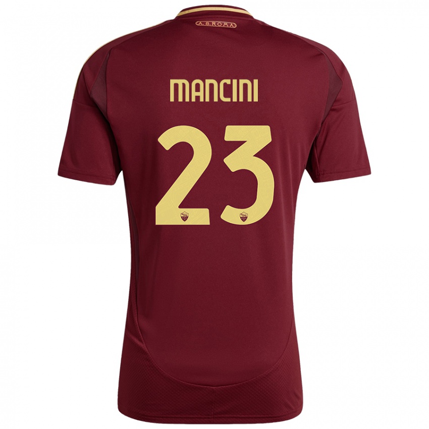 Niño Camiseta Gianluca Mancini #23 Rojo Marrón Dorado 1ª Equipación 2024/25 La Camisa Perú