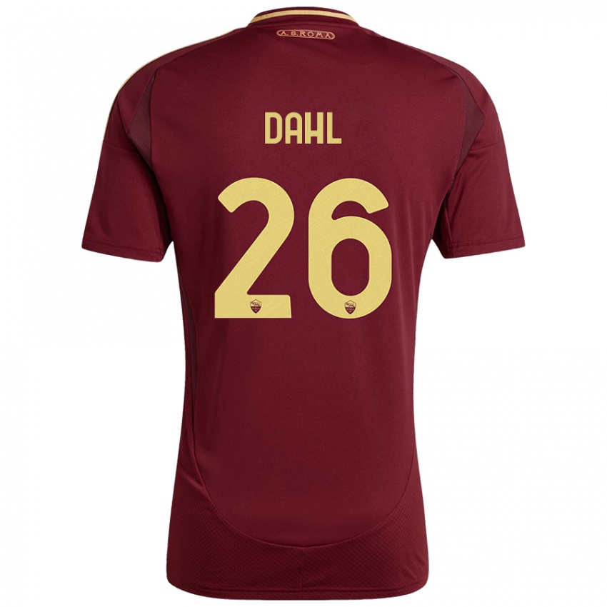 Niño Camiseta Samuel Dahl #26 Rojo Marrón Dorado 1ª Equipación 2024/25 La Camisa Perú