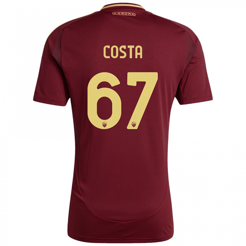 Niño Camiseta João Costa #67 Rojo Marrón Dorado 1ª Equipación 2024/25 La Camisa Perú