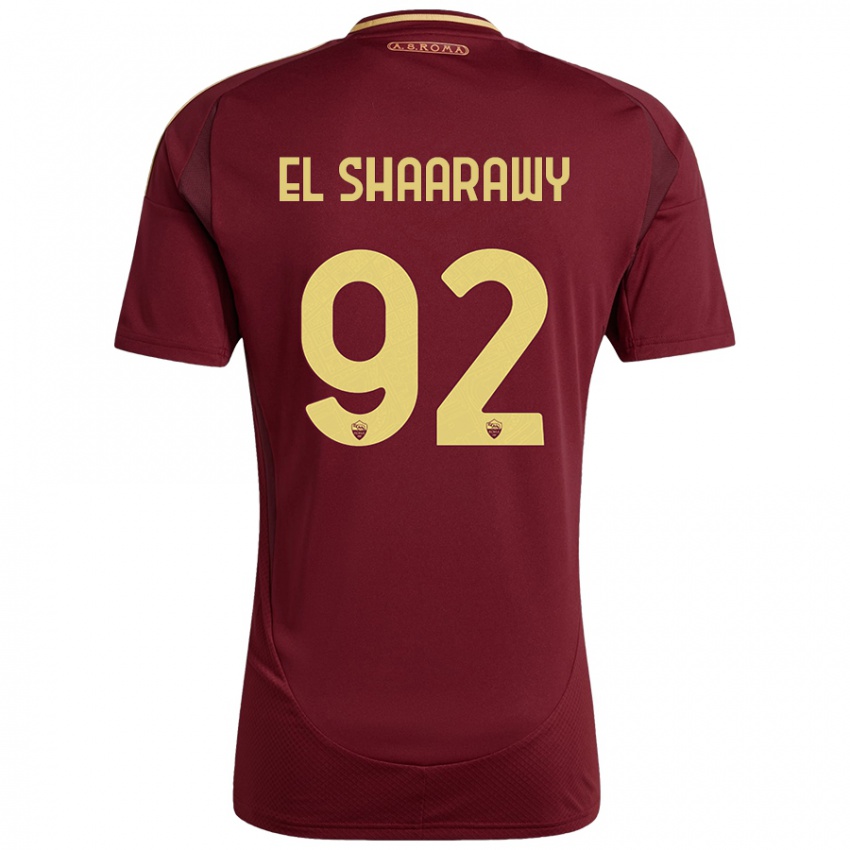 Niño Camiseta Stephan El Shaarawy #92 Rojo Marrón Dorado 1ª Equipación 2024/25 La Camisa Perú