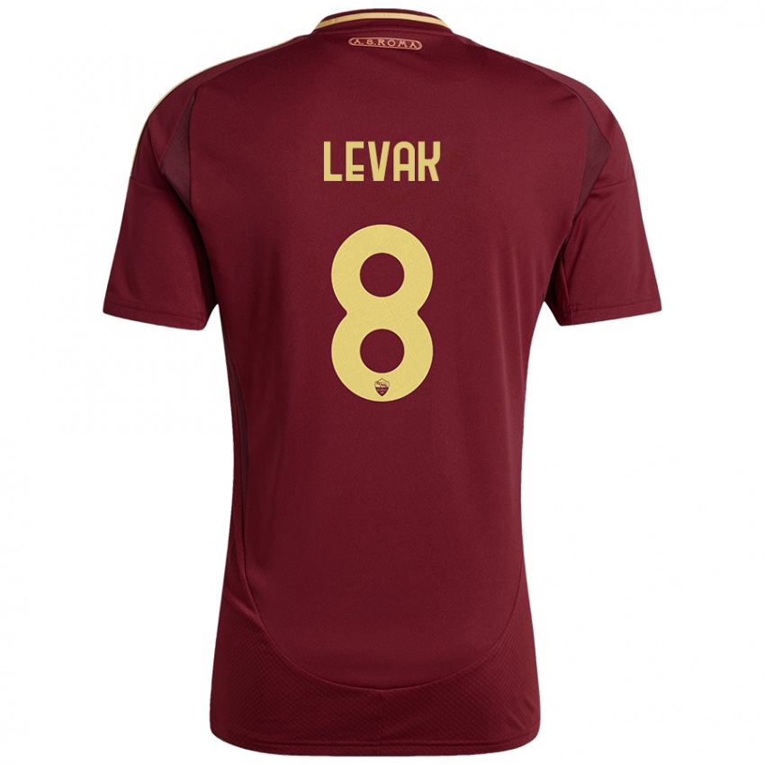 Niño Camiseta Sergej Levak #8 Rojo Marrón Dorado 1ª Equipación 2024/25 La Camisa Perú