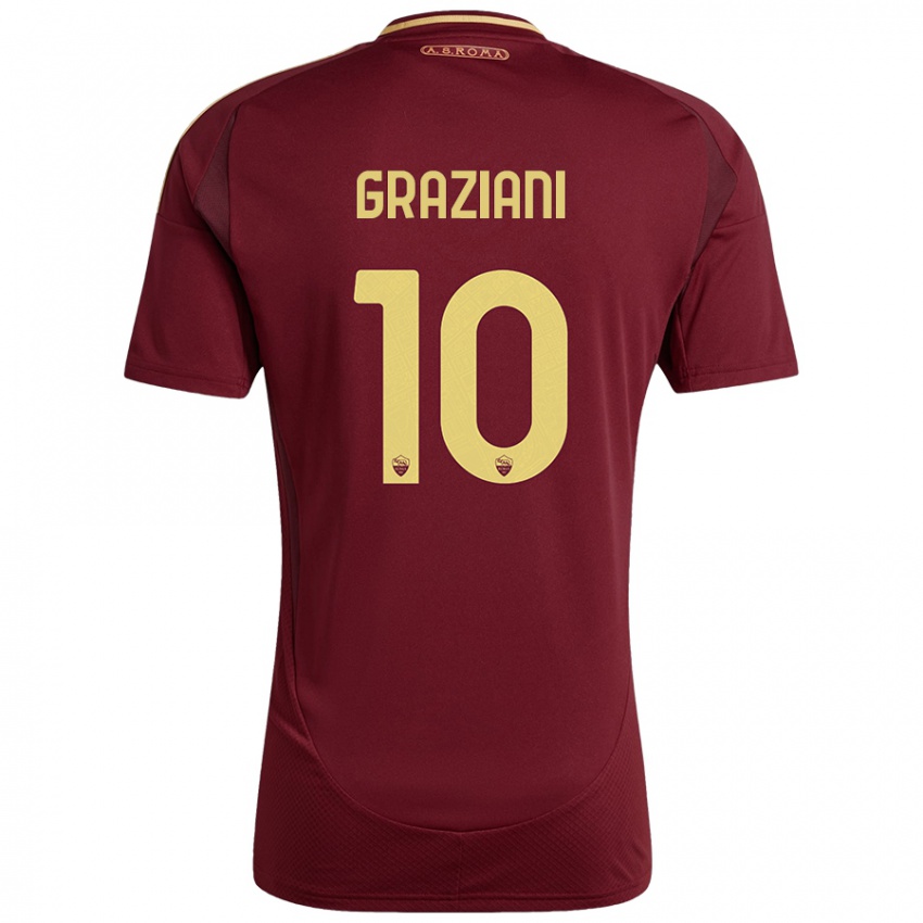 Niño Camiseta Leonardo Graziani #10 Rojo Marrón Dorado 1ª Equipación 2024/25 La Camisa Perú