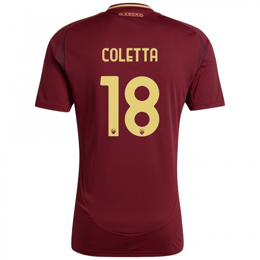 Niño Camiseta Federico Coletta #18 Rojo Marrón Dorado 1ª Equipación 2024/25 La Camisa Perú