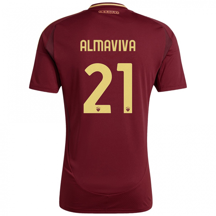 Niño Camiseta Mattia Almaviva #21 Rojo Marrón Dorado 1ª Equipación 2024/25 La Camisa Perú