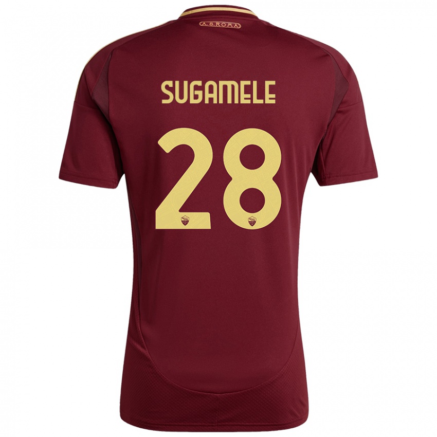 Niño Camiseta Alessandro Sugamele #28 Rojo Marrón Dorado 1ª Equipación 2024/25 La Camisa Perú