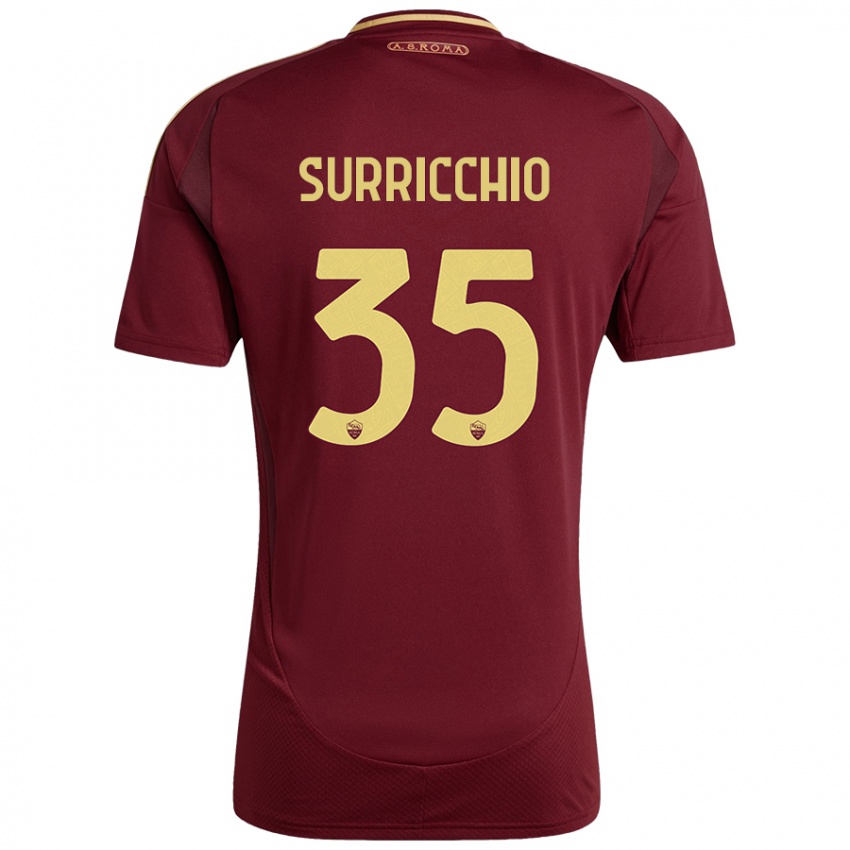 Niño Camiseta Jacopo Surricchio #35 Rojo Marrón Dorado 1ª Equipación 2024/25 La Camisa Perú