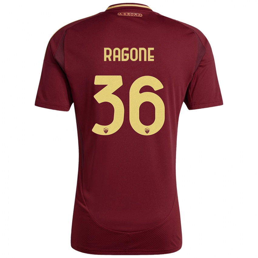 Niño Camiseta Diego Ragone #36 Rojo Marrón Dorado 1ª Equipación 2024/25 La Camisa Perú