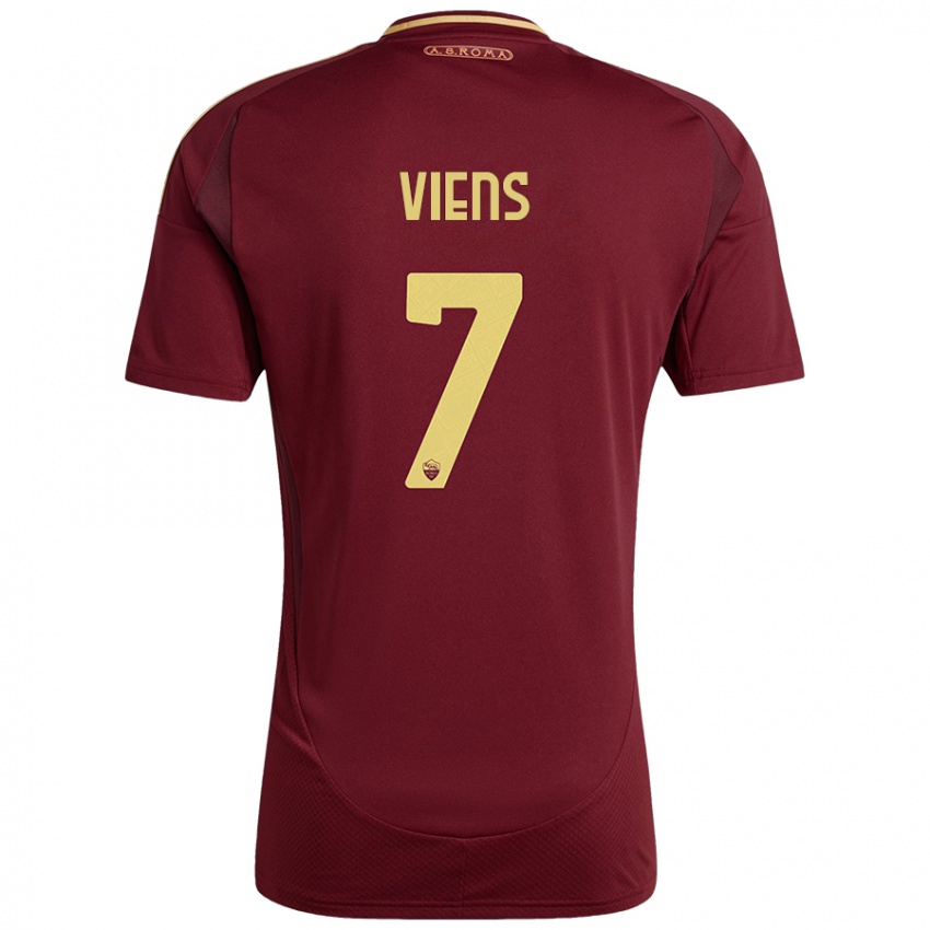 Niño Camiseta Evelyne Viens #7 Rojo Marrón Dorado 1ª Equipación 2024/25 La Camisa Perú